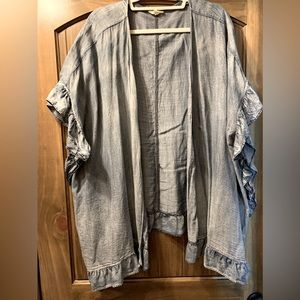 Open Front Ruffle Cardigan By Easel Clothing L large